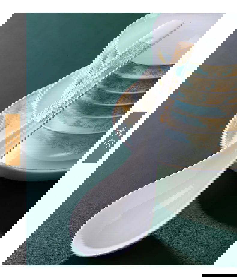 Modern luxury bowls and plates Jingdezhen ceramic tableware, gilt-edged bowls and plates set, household - Grand Goldman