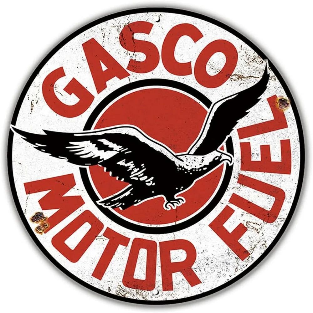 Mohawk Gulf Pennzoil Husky Motor Oil Gasonline Round Metal Tin Signs Garage Gas Oil Station Bar Cafe Man Cave Retro Wall Decor - Grand Goldman