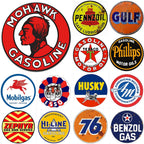 Mohawk Gulf Pennzoil Husky Motor Oil Gasonline Round Metal Tin Signs Garage Gas Oil Station Bar Cafe Man Cave Retro Wall Decor - Grand Goldman