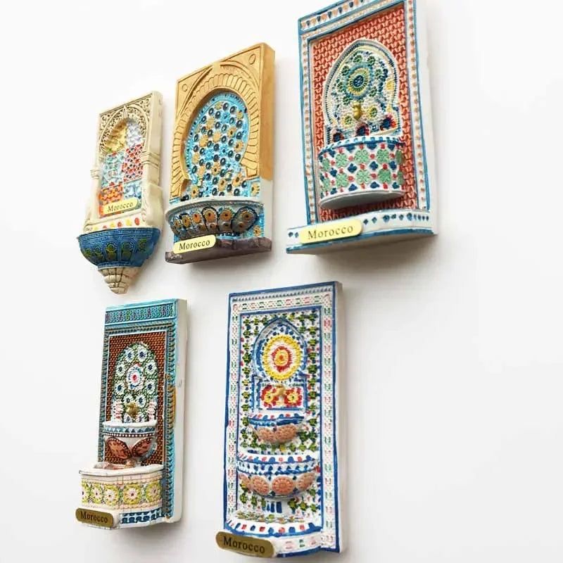Morocco Magnetic Refrigerator Stickers Morocco Style Wall Basin Travel In Africa Painted Basin Decorative Arts and Crafts gifts - Grand Goldman