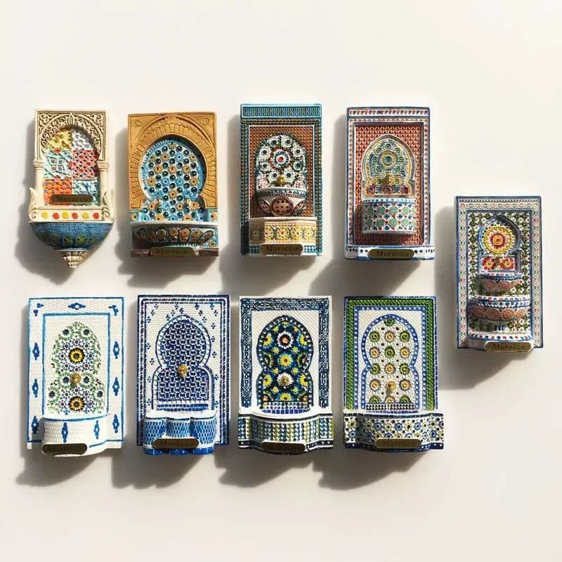 Morocco Magnetic Refrigerator Stickers Morocco Style Wall Basin Travel In Africa Painted Basin Decorative Arts and Crafts gifts - Grand Goldman