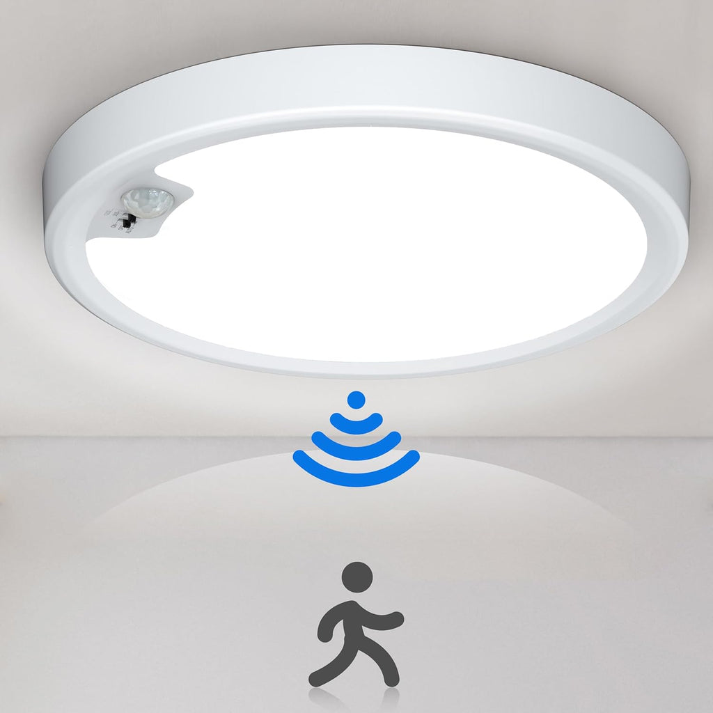 Motion Sensor Ceiling Light Wired, LED Flush Mount Ceiling Light Fixture 18W/1600LM, Motion Sensor Light Indoor for Stair Closet Porch Hallway Laundry, Time Dimmable Ceiling Lights 3000k/4000k/6000k - Grand Goldman