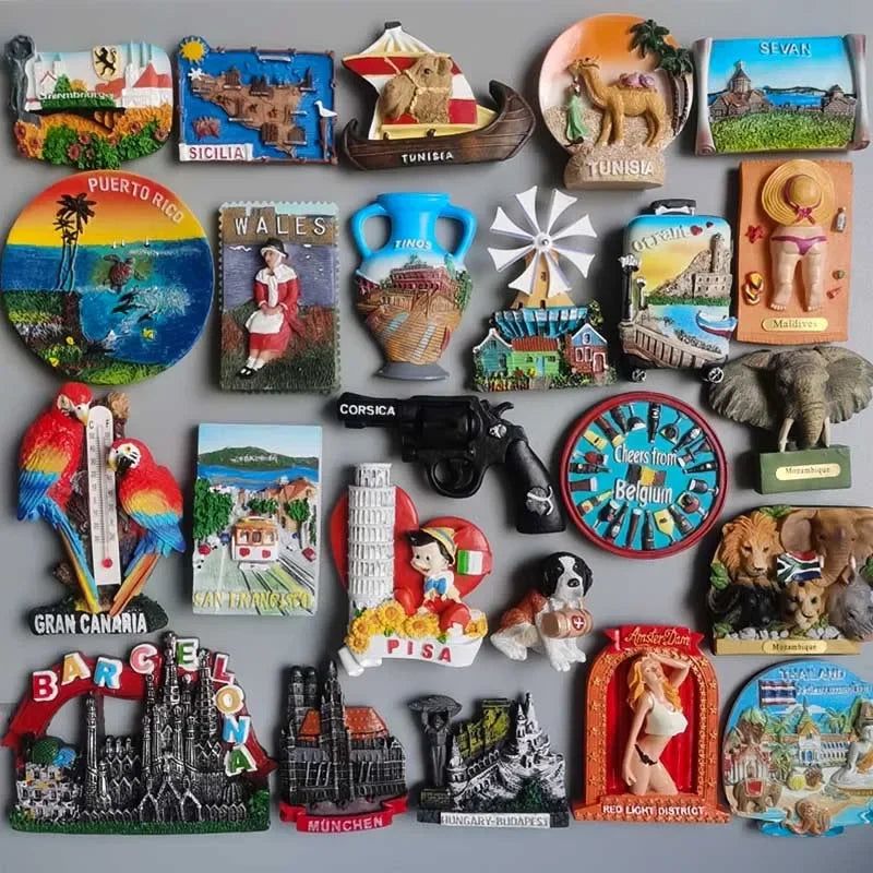 Mozambique Tunisia Sicilia Luxembourg Hungary Puerto Rico Tunisia  Holland  Amsterdam Fridge Magnets Stickers Tourist Souvenir - Grand Goldman