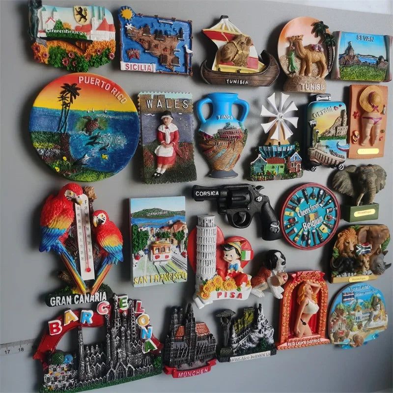 Mozambique Tunisia Sicilia Luxembourg Hungary Puerto Rico Tunisia  Holland  Amsterdam Fridge Magnets Stickers Tourist Souvenir - Grand Goldman