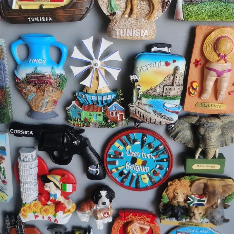 Mozambique Tunisia Sicilia Luxembourg Hungary Puerto Rico Tunisia  Holland  Amsterdam Fridge Magnets Stickers Tourist Souvenir - Grand Goldman