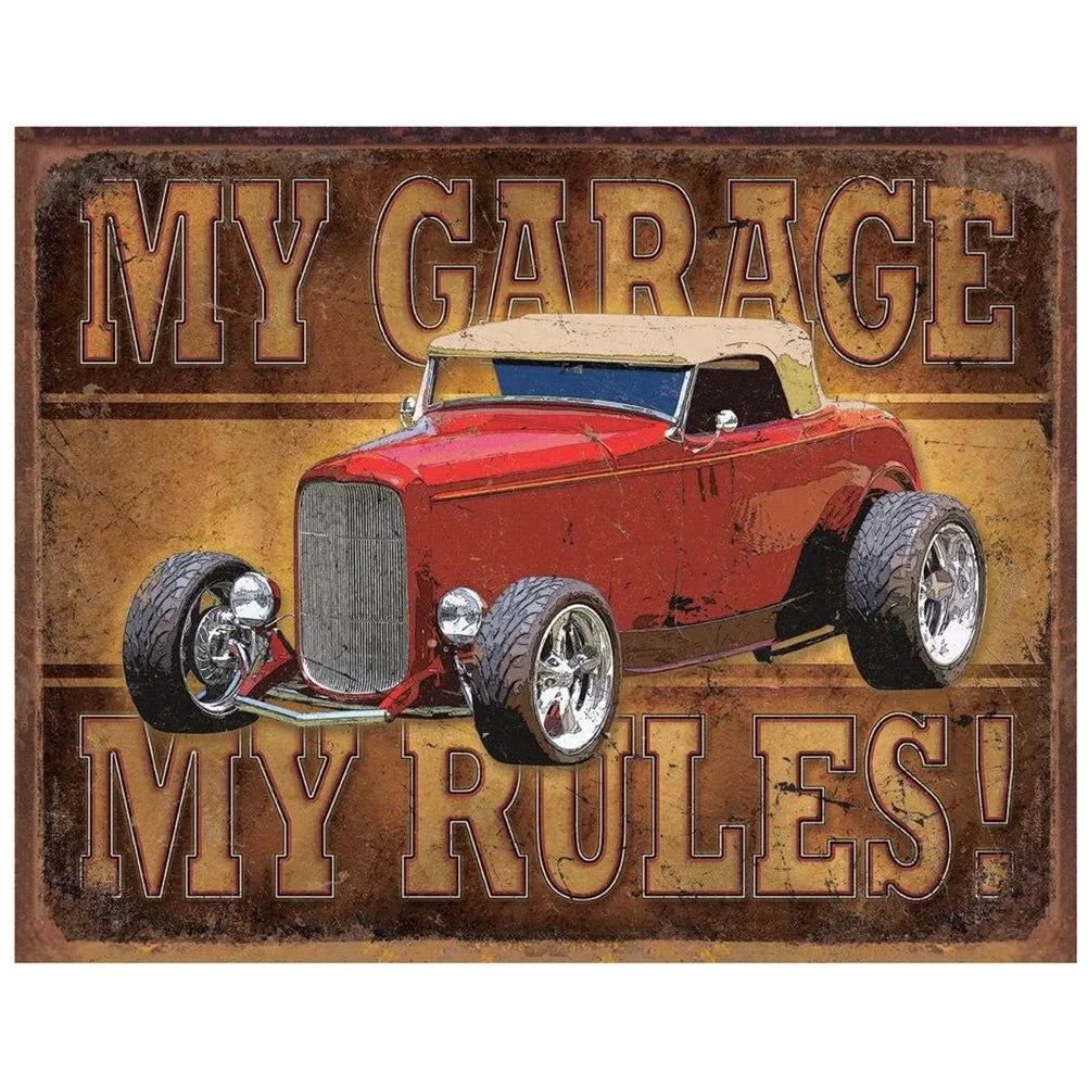 My Garage My Rules Metal Tin Signs Vintage Posters Plate Wall Decor for Garage Repair Shop Bars Cafe Clubs Pubs Retro Decoration - Grand Goldman