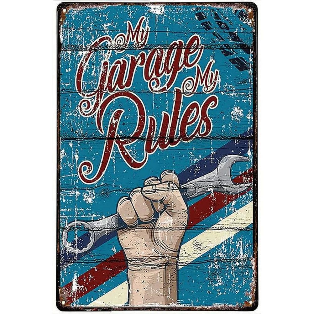 My Garage My Rules Metal Tin Signs Vintage Posters Plate Wall Decor for Garage Repair Shop Bars Cafe Clubs Pubs Retro Decoration - Grand Goldman