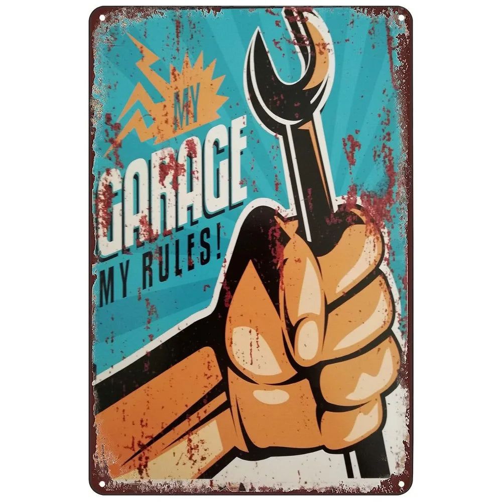 My Garage My Rules Metal Tin Signs Vintage Posters Plate Wall Decor for Garage Repair Shop Bars Cafe Clubs Pubs Retro Decoration - Grand Goldman