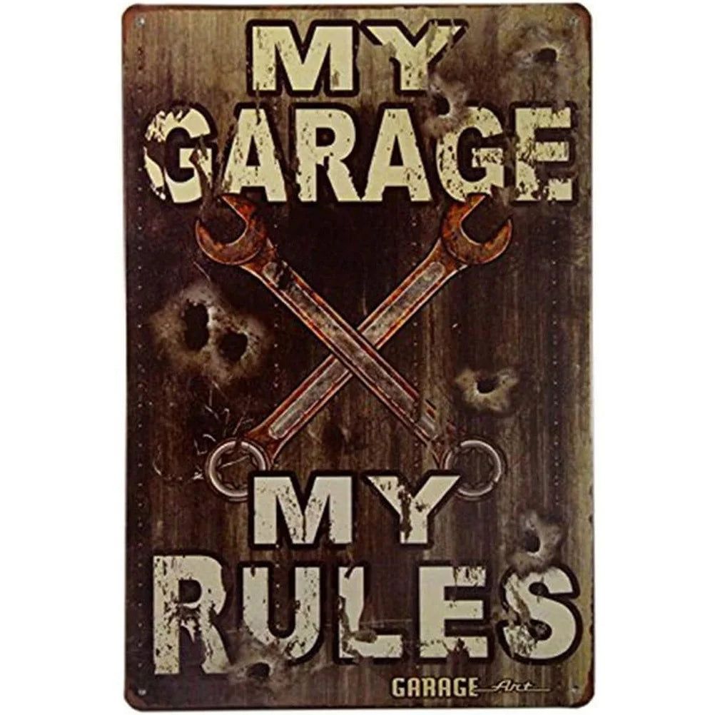 My Garage My Rules Metal Tin Signs Vintage Posters Plate Wall Decor for Garage Repair Shop Bars Cafe Clubs Pubs Retro Decoration - Grand Goldman