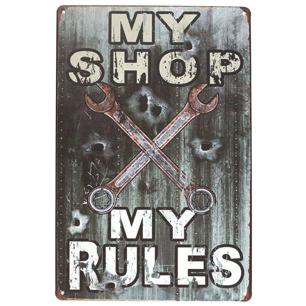 My Garage My Rules Metal Tin Signs Vintage Posters Plate Wall Decor for Garage Repair Shop Bars Cafe Clubs Pubs Retro Decoration - Grand Goldman