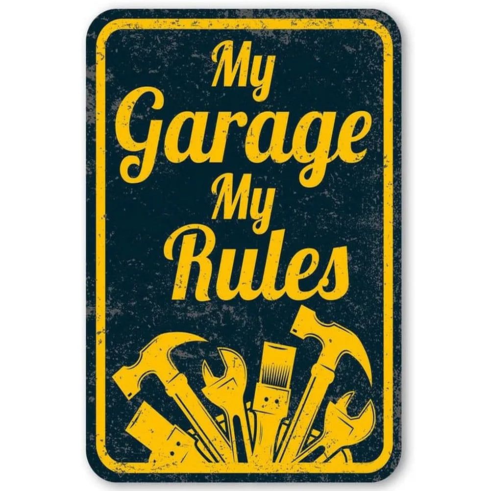 My Garage My Rules Metal Tin Signs Vintage Posters Plate Wall Decor for Garage Repair Shop Bars Cafe Clubs Pubs Retro Decoration - Grand Goldman