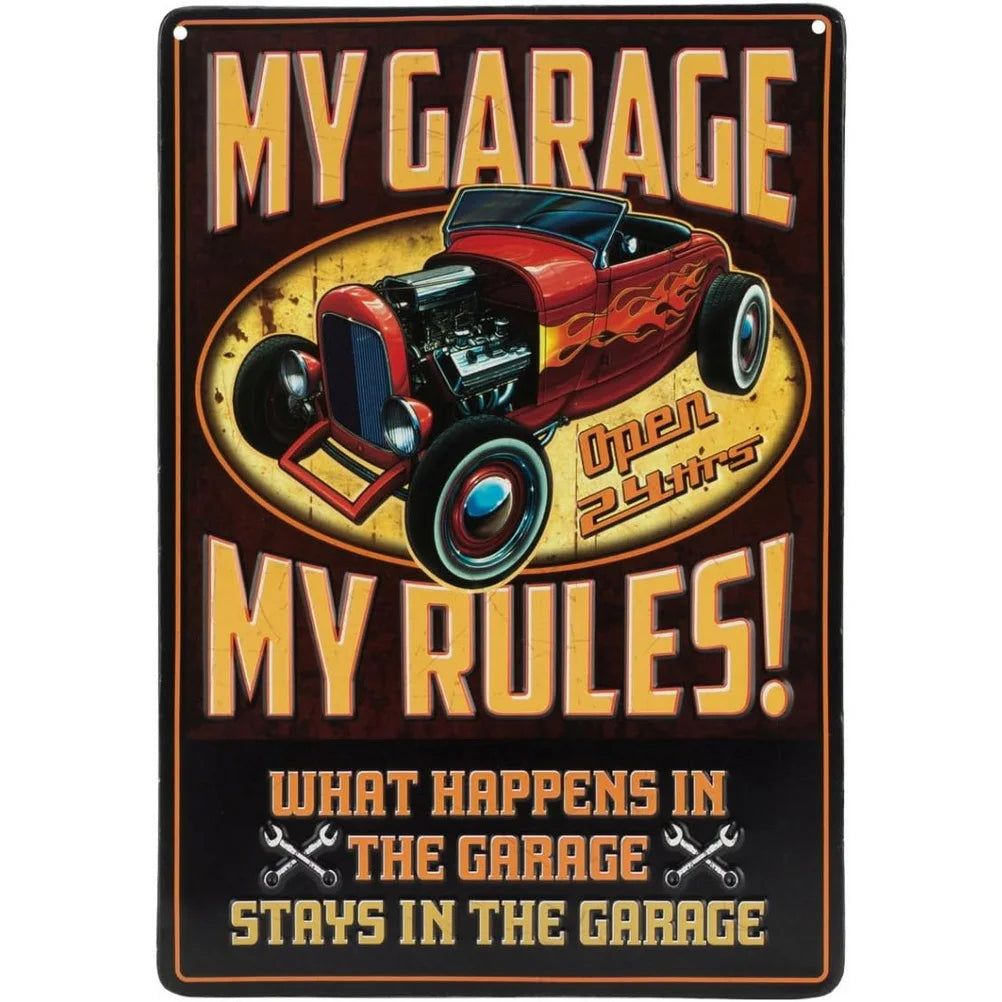 My Garage My Rules Metal Tin Signs Vintage Posters Plate Wall Decor for Garage Repair Shop Bars Cafe Clubs Pubs Retro Decoration - Grand Goldman