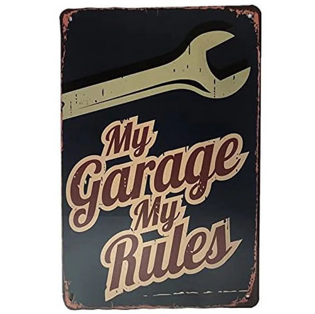 My Garage My Rules Metal Tin Signs Vintage Posters Plate Wall Decor for Garage Repair Shop Bars Cafe Clubs Pubs Retro Decoration - Grand Goldman