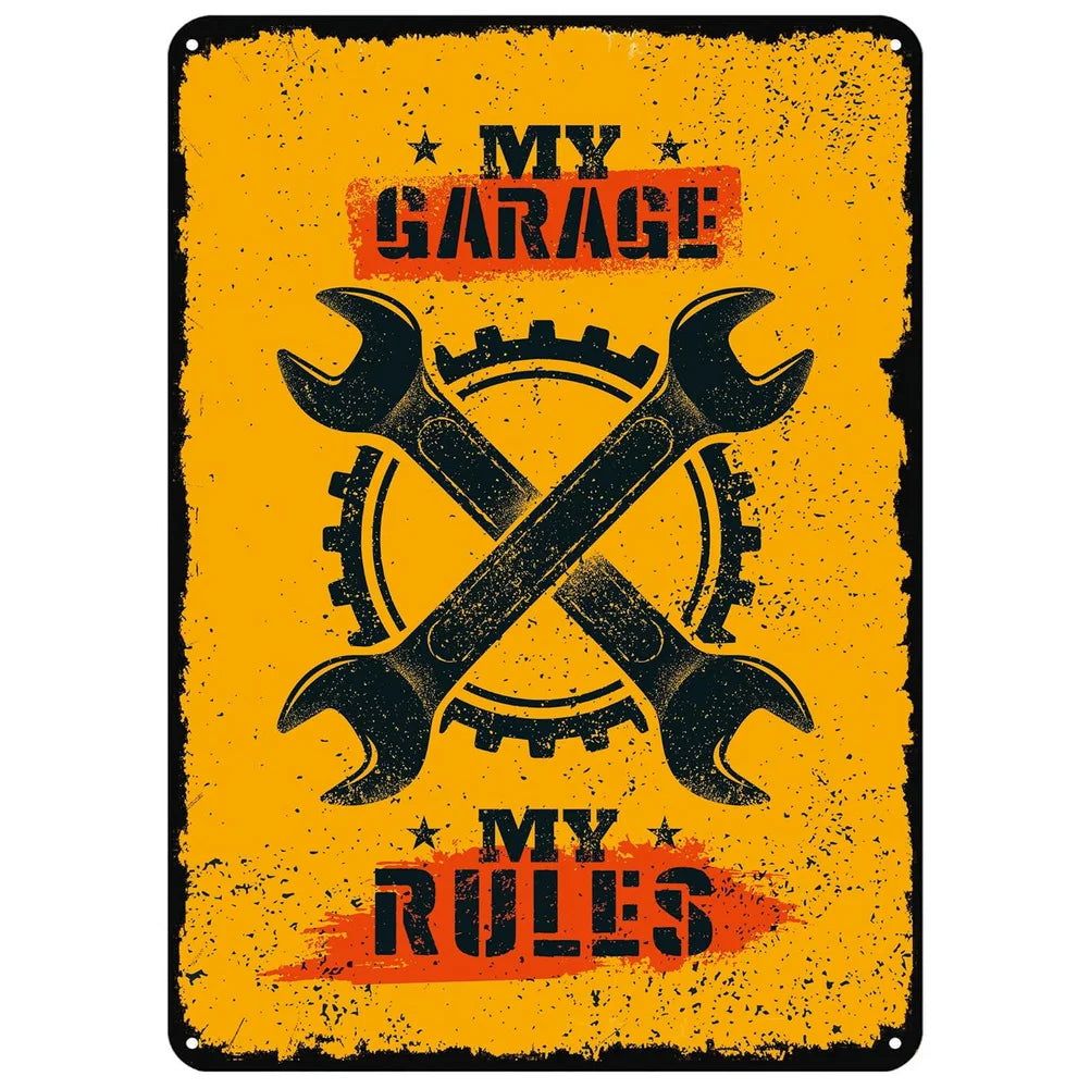 My Garage My Rules Metal Tin Signs Vintage Posters Plate Wall Decor for Garage Repair Shop Bars Cafe Clubs Pubs Retro Decoration - Grand Goldman