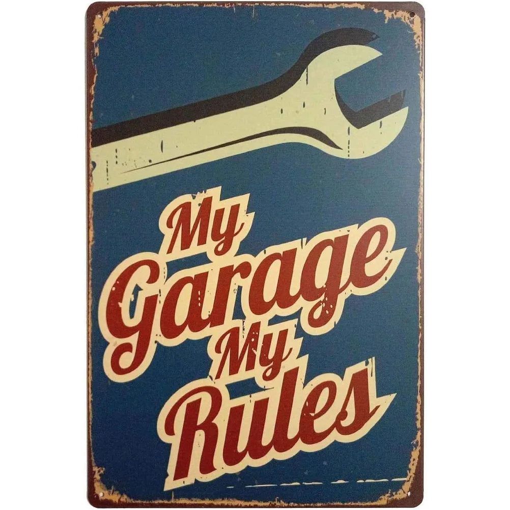 My Garage My Rules Metal Tin Signs Vintage Posters Plate Wall Decor for Garage Repair Shop Bars Cafe Clubs Pubs Retro Decoration - Grand Goldman