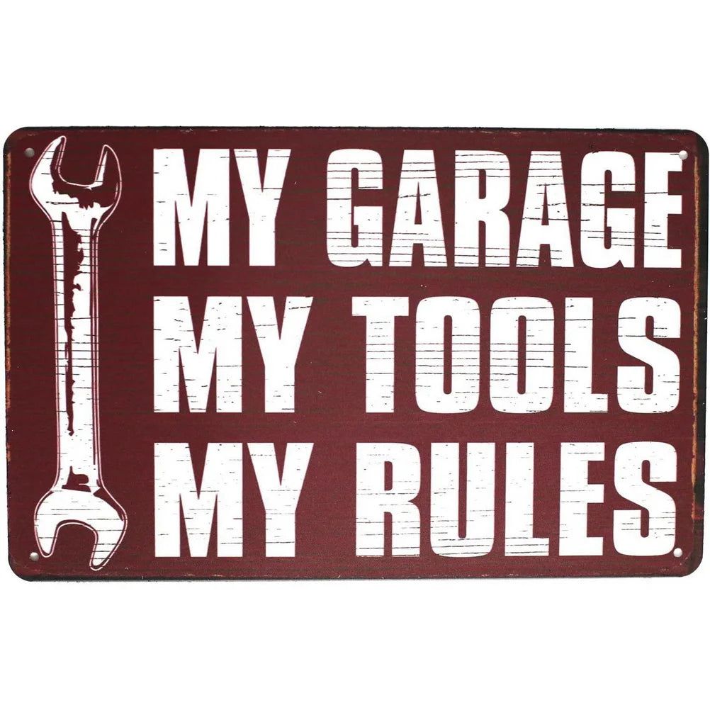 My Garage My Rules Metal Tin Signs Vintage Posters Plate Wall Decor for Garage Repair Shop Bars Cafe Clubs Pubs Retro Decoration - Grand Goldman