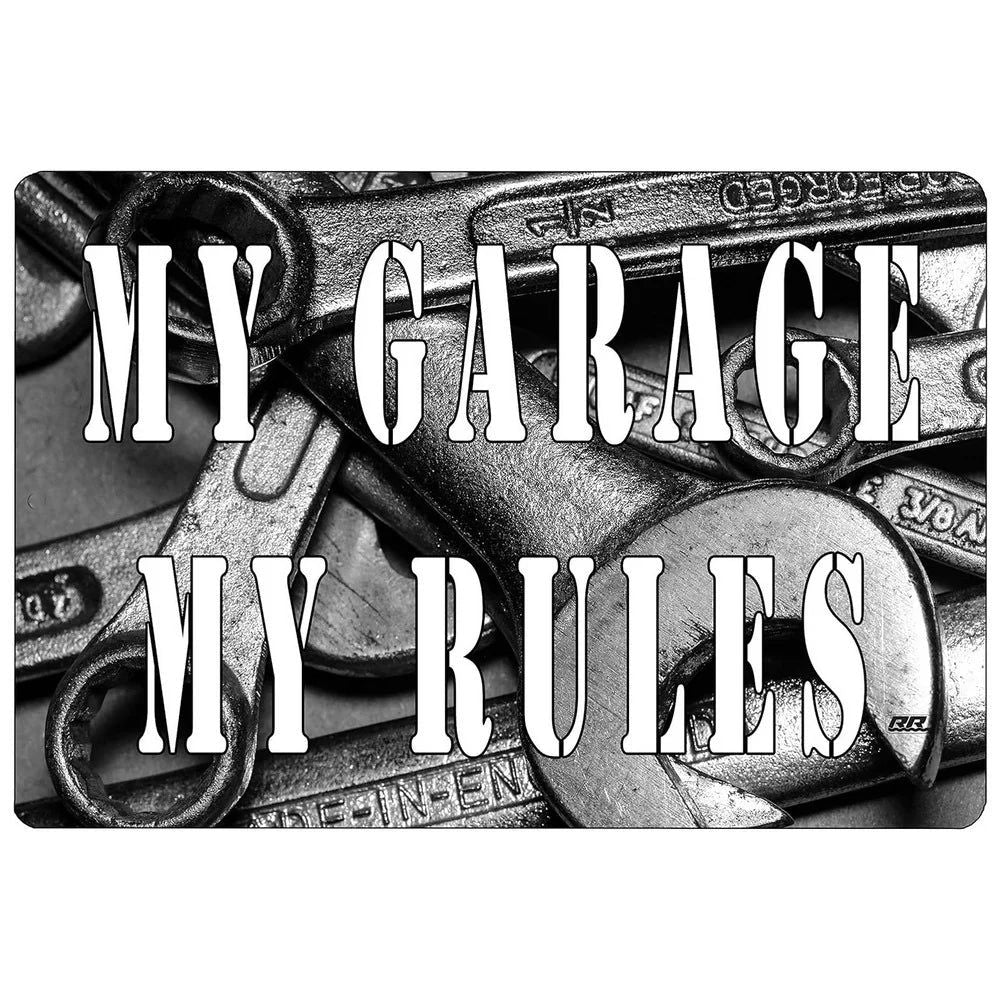 My Garage My Rules Metal Tin Signs Vintage Posters Plate Wall Decor for Garage Repair Shop Bars Cafe Clubs Pubs Retro Decoration - Grand Goldman