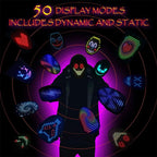 MyLEDMask #1 Luminous Visor for Halloween & Cosplay | RGB Face Changing Glowing Carnival DJ Light Up Party Adjustable Comfortable 50 Modes Dynamic Static Display Safe For Eyes - Grand Goldman