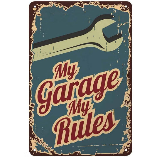 My Garage My Rules Metal Tin Signs Vintage Posters Plate Wall Decor for Garage Repair Shop Bars Cafe Clubs Pubs Retro Decoration - Grand Goldman