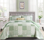 Mybedsoul Blue Boho Quilt Set King Size,3 Pieces Plaid Floral Bedspread Coverlet Set for All Season,Patchwork Reversible Bedding Set King 90"x104" - Grand Goldman