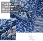 Mybedsoul Blue Boho Quilt Set King Size,3 Pieces Plaid Floral Bedspread Coverlet Set for All Season,Patchwork Reversible Bedding Set King 90"x104" - Grand Goldman