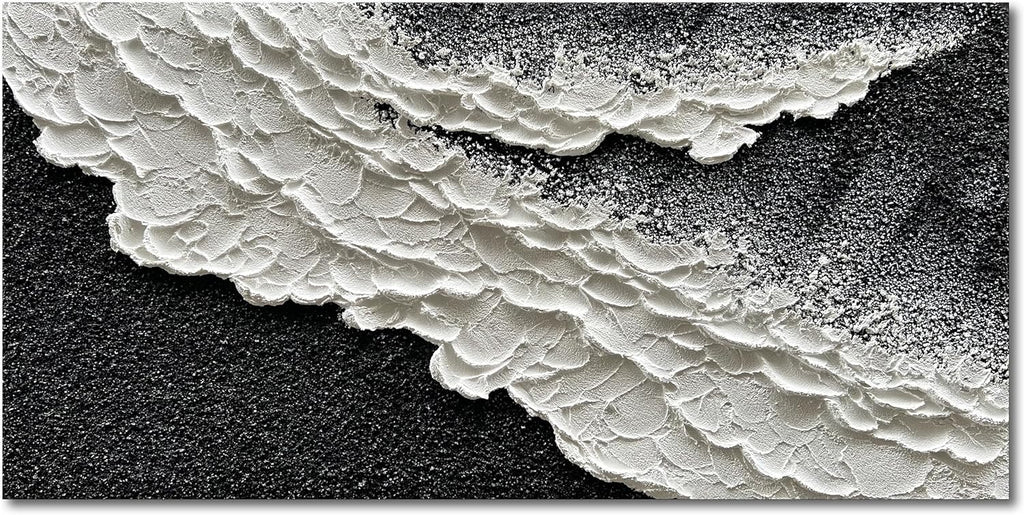 NANKAI Hand-Painted Black and White Abstract Wall Art Contemporary Minimalist Oil Painting Art 45x30 inch Large Painting Art for Home Walls Living Room Hallway Wall Decoration - Grand Goldman