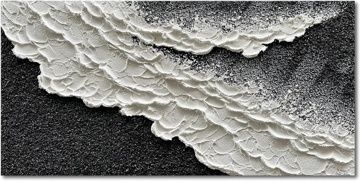 NANKAI Hand-Painted Black and White Abstract Wall Art Contemporary Minimalist Oil Painting Art 45x30 inch Large Painting Art for Home Walls Living Room Hallway Wall Decoration - Grand Goldman