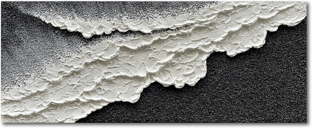 NANKAI Hand-Painted Black and White Abstract Wall Art Contemporary Minimalist Oil Painting Art 45x30 inch Large Painting Art for Home Walls Living Room Hallway Wall Decoration - Grand Goldman