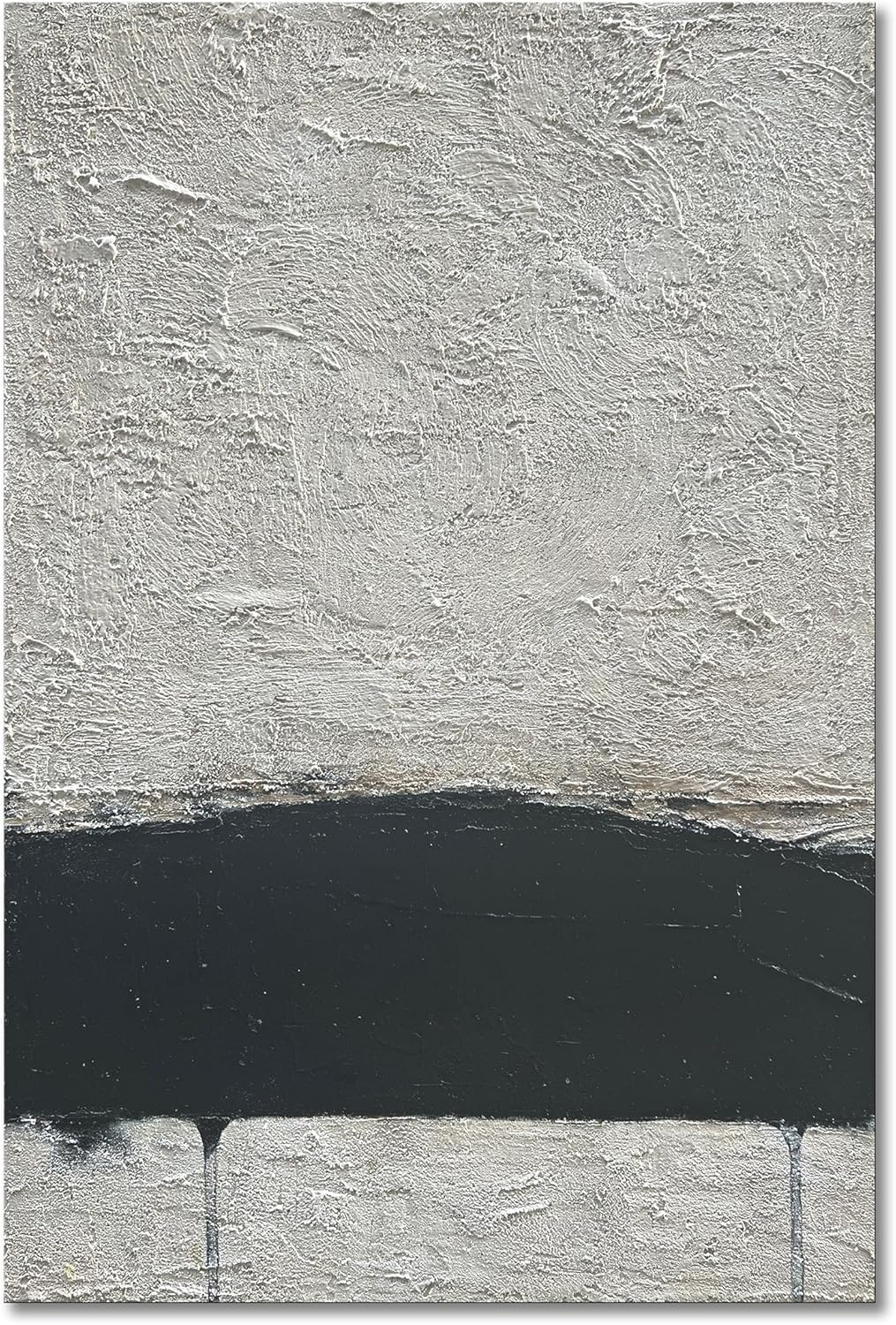 NANKAI Hand-Painted Black and White Abstract Wall Art Contemporary Minimalist Oil Painting Art 45x30 inch Large Painting Art for Home Walls Living Room Hallway Wall Decoration - Grand Goldman