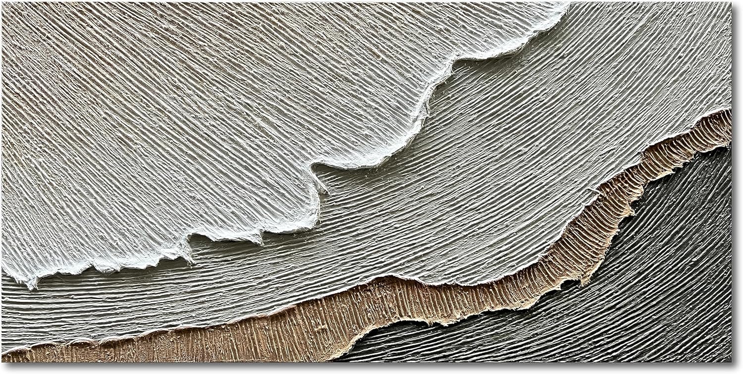 NANKAI Hand-Painted Black and White Abstract Wall Art Contemporary Minimalist Oil Painting Art 45x30 inch Large Painting Art for Home Walls Living Room Hallway Wall Decoration - Grand Goldman