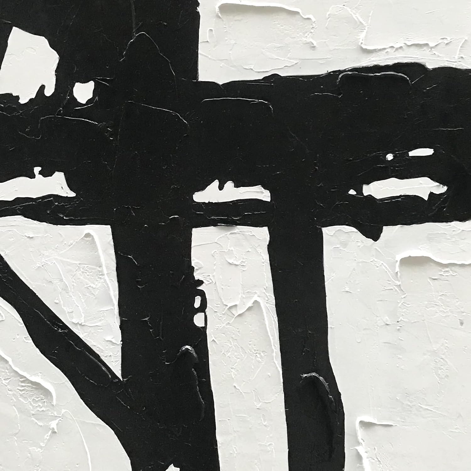 NANKAI Hand-Painted Black and White Abstract Wall Art Contemporary Minimalist Oil Painting Art 45x30 inch Large Painting Art for Home Walls Living Room Hallway Wall Decoration - Grand Goldman