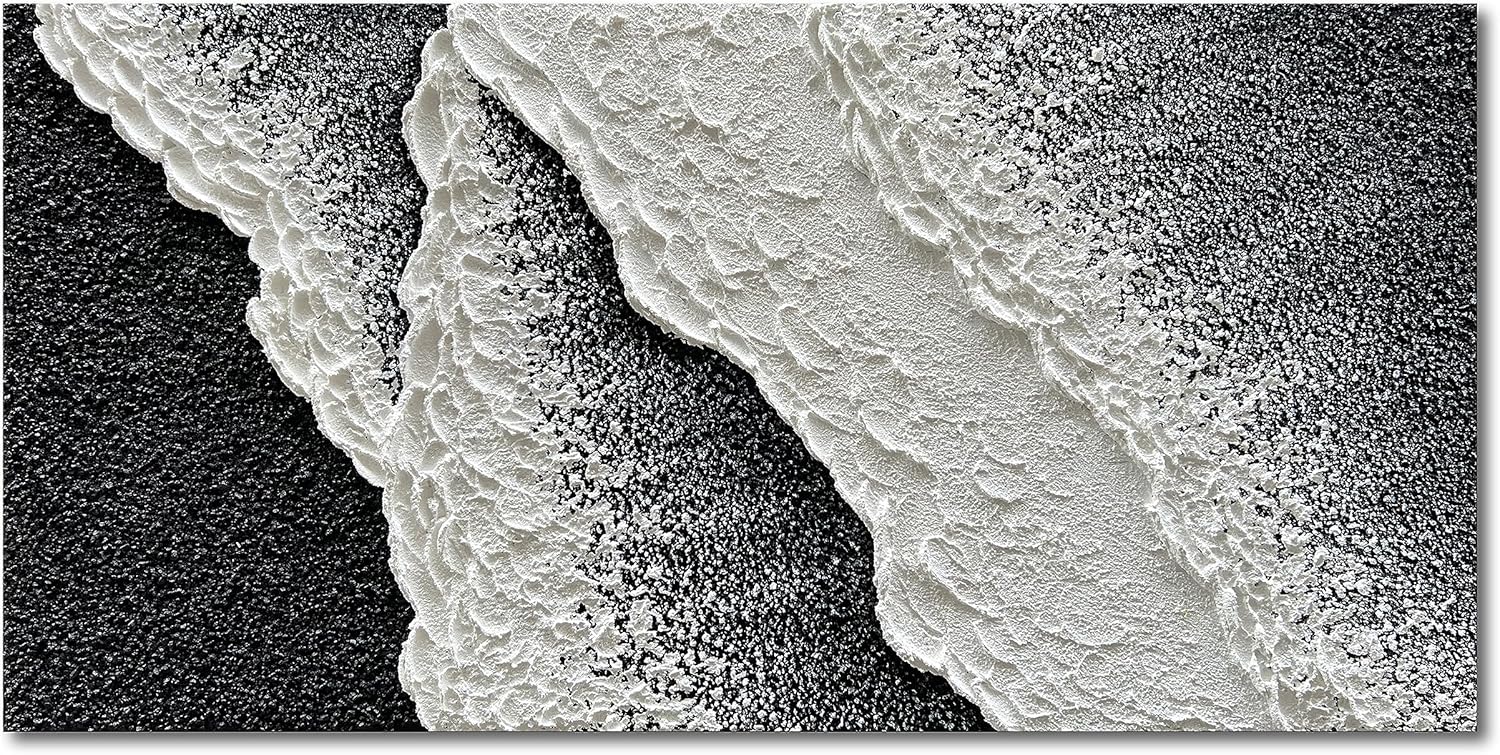 NANKAI Hand-Painted Black and White Abstract Wall Art Contemporary Minimalist Oil Painting Art 45x30 inch Large Painting Art for Home Walls Living Room Hallway Wall Decoration - Grand Goldman