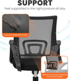 NEO CHAIR Office Chair Computer Desk Chair Gaming Ergonomic Mid Back Cushion Lumbar Support with Comfy Mesh Adjustable Swivel Rolling Home (Black) - Grand Goldman
