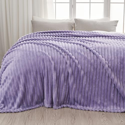 NEWCOSPLAY Super Soft Throw Blanket Pink Premium Silky Flannel Fleece 3D Ribbed Jacquard Lightweight Bed Blanket All Season Use (Pink Ribbed, Throw(50"x60")) - Grand Goldman