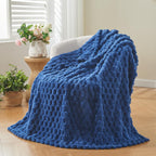 NEWCOSPLAY Super Soft Throw Blanket Pink Premium Silky Flannel Fleece 3D Ribbed Jacquard Lightweight Bed Blanket All Season Use (Pink Ribbed, Throw(50"x60")) - Grand Goldman