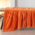 NEWCOSPLAY Super Soft Throw Blanket Pink Premium Silky Flannel Fleece 3D Ribbed Jacquard Lightweight Bed Blanket All Season Use (Pink Ribbed, Throw(50"x60")) - Grand Goldman