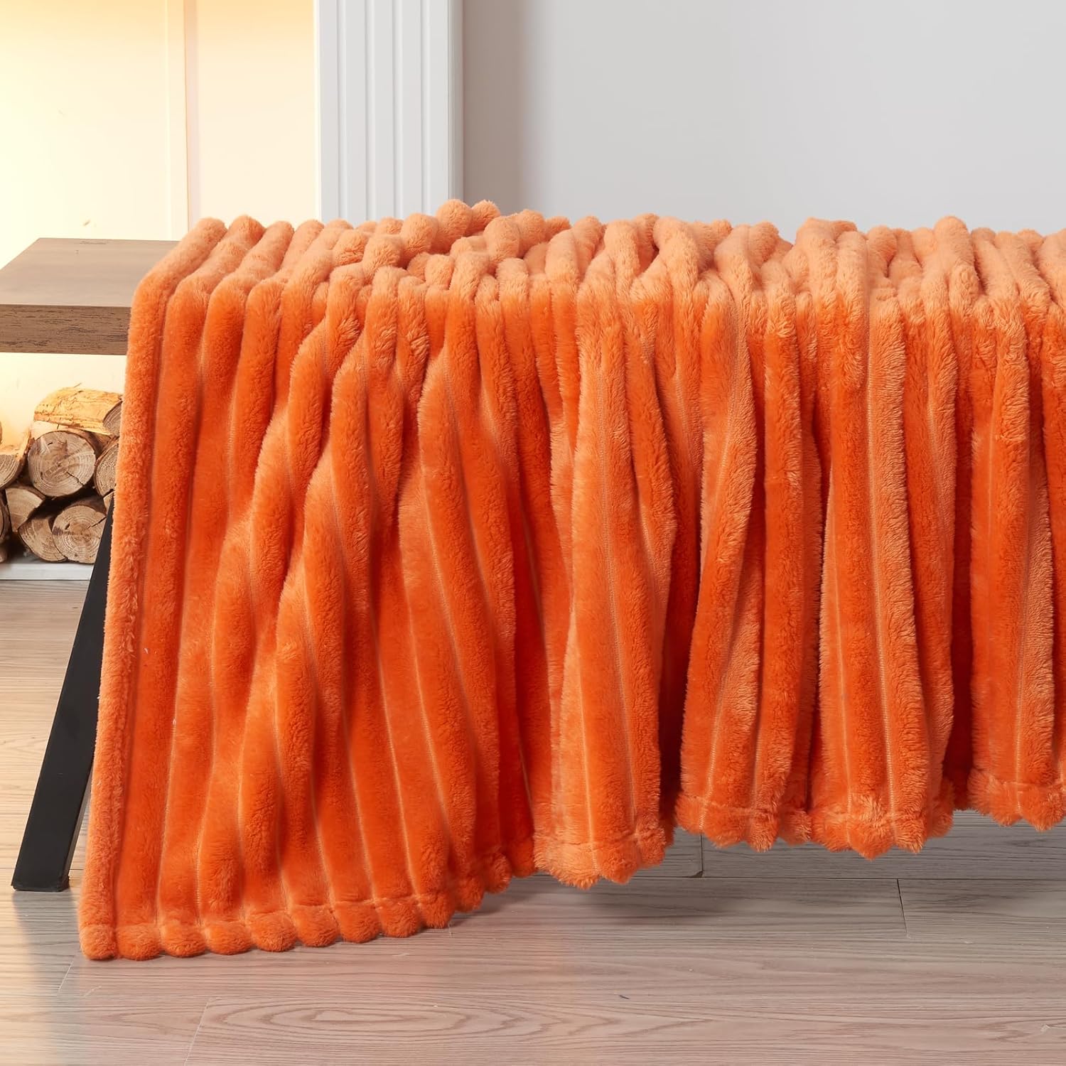 NEWCOSPLAY Super Soft Throw Blanket Pink Premium Silky Flannel Fleece 3D Ribbed Jacquard Lightweight Bed Blanket All Season Use (Pink Ribbed, Throw(50"x60")) - Grand Goldman