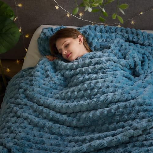 NEWCOSPLAY Super Soft Throw Blanket Pink Premium Silky Flannel Fleece 3D Ribbed Jacquard Lightweight Bed Blanket All Season Use (Pink Ribbed, Throw(50"x60")) - Grand Goldman