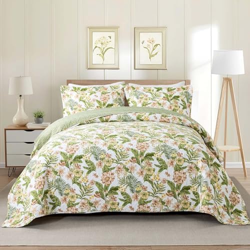 NEWLAKE Bedspread Quilt Set, Reversible Cotton Patchwork Bohemian Quilt, Lightweight and Breathable for All Seasons, Soft Quilted Bedspread with 2 Pillowcases, Queen Size - Grand Goldman
