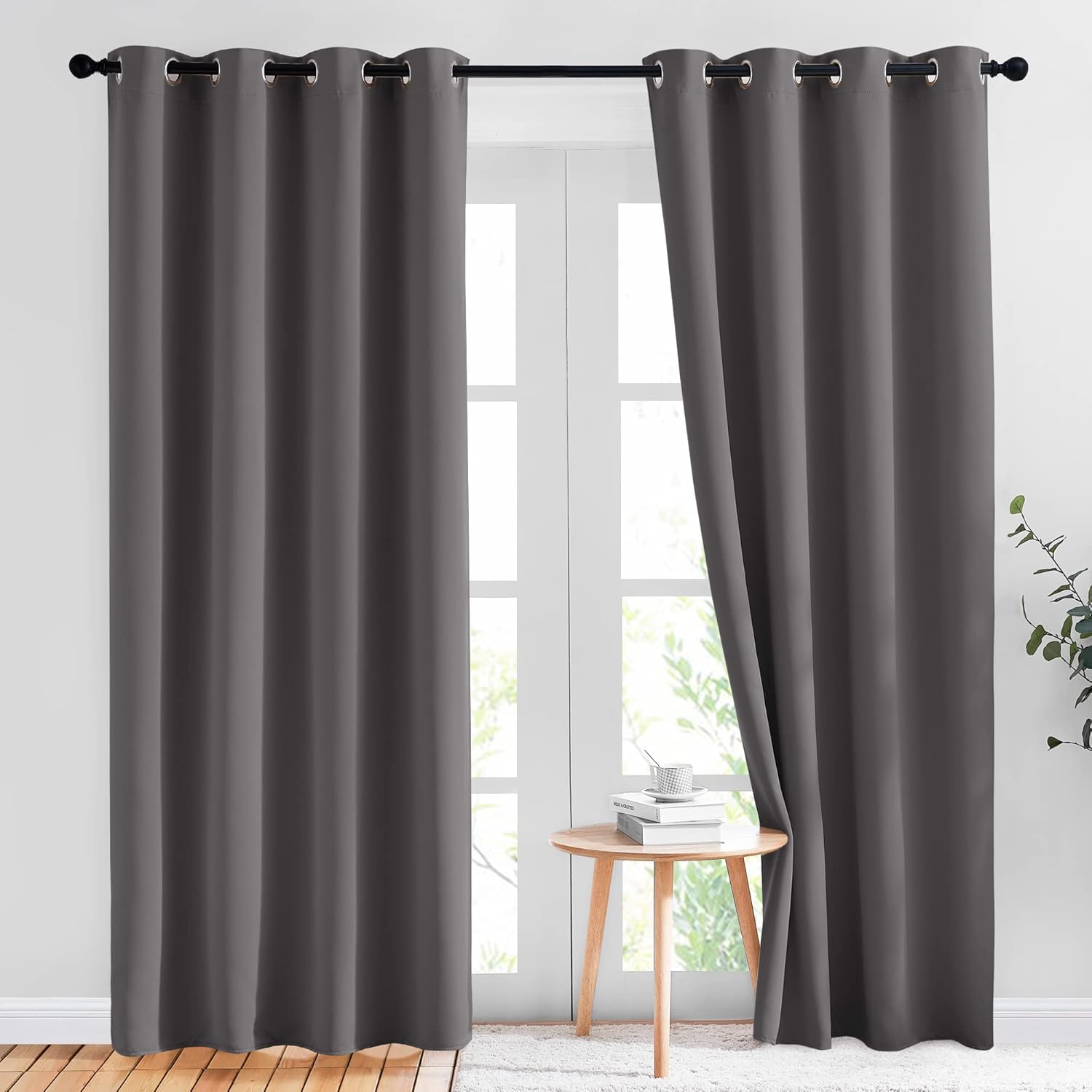 NICETOWN Gray Blackout Curtains for Bedroom 84 inches Long - Thermal Curtains & Drapes Grommet Room Darkening Curtains Noise Reducing Window Treatments for Living Room (2 Panels, W52 x L84, Grey) - Grand Goldman