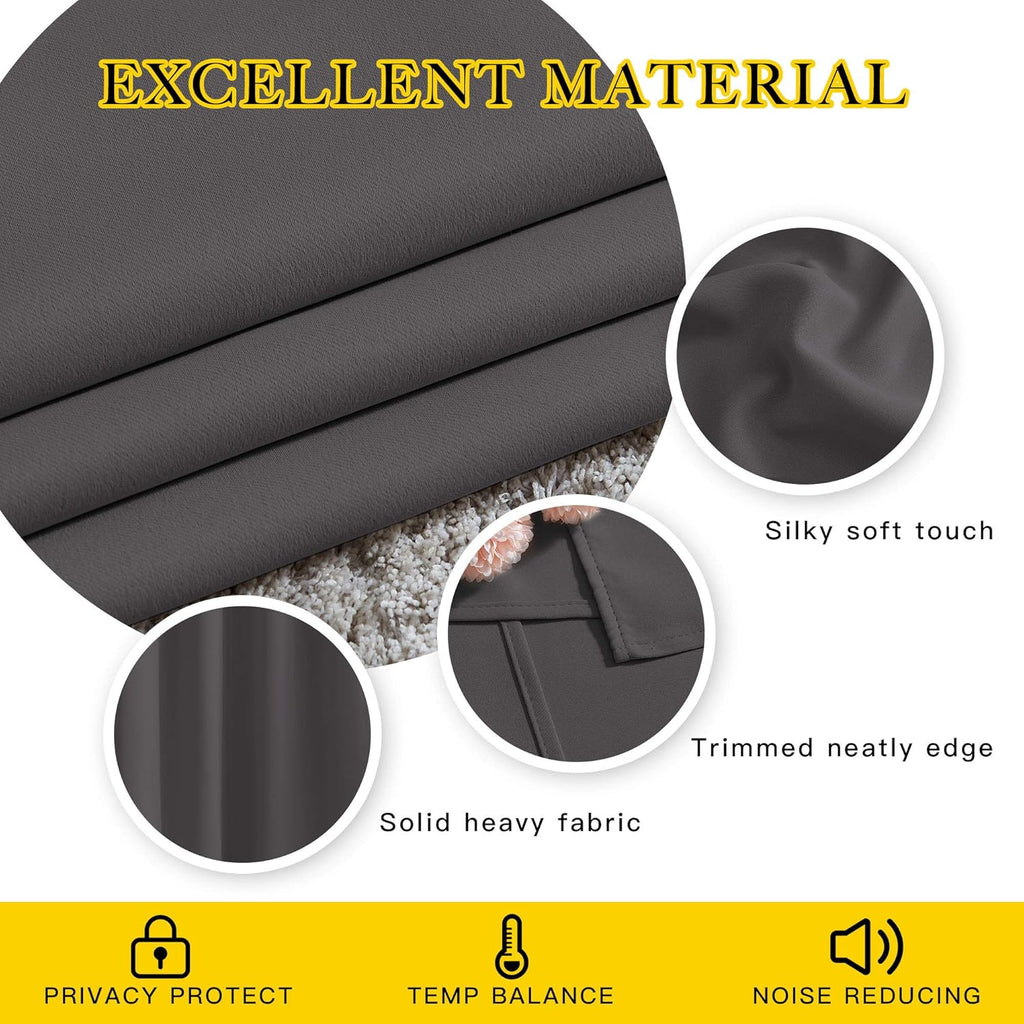 NICETOWN Gray Blackout Curtains for Bedroom 84 inches Long - Thermal Curtains & Drapes Grommet Room Darkening Curtains Noise Reducing Window Treatments for Living Room (2 Panels, W52 x L84, Grey) - Grand Goldman