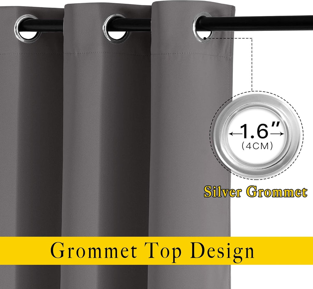 NICETOWN Gray Blackout Curtains for Bedroom 84 inches Long - Thermal Curtains & Drapes Grommet Room Darkening Curtains Noise Reducing Window Treatments for Living Room (2 Panels, W52 x L84, Grey) - Grand Goldman