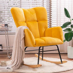 NIOIIKIT Nursery Rocking Chair Teddy Upholstered Glider Rocker Rocking Accent Chair Padded Seat with High Backrest Armchair Comfy Side Chair for Living Room Bedroom Offices (Ivory Teddy) - Grand Goldman