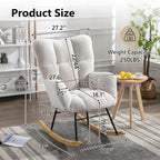 NIOIIKIT Nursery Rocking Chair Teddy Upholstered Glider Rocker Rocking Accent Chair Padded Seat with High Backrest Armchair Comfy Side Chair for Living Room Bedroom Offices (Ivory Teddy) - Grand Goldman