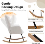NIOIIKIT Nursery Rocking Chair Teddy Upholstered Glider Rocker Rocking Accent Chair Padded Seat with High Backrest Armchair Comfy Side Chair for Living Room Bedroom Offices (Ivory Teddy) - Grand Goldman