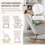 NIOIIKIT Nursery Rocking Chair Teddy Upholstered Glider Rocker Rocking Accent Chair Padded Seat with High Backrest Armchair Comfy Side Chair for Living Room Bedroom Offices (Ivory Teddy) - Grand Goldman