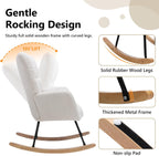 NIOIIKIT Nursery Rocking Chair Teddy Upholstered Glider Rocker Rocking Accent Chair Padded Seat with High Backrest Armchair Comfy Side Chair for Living Room Bedroom Offices (Ivory Teddy) - Grand Goldman