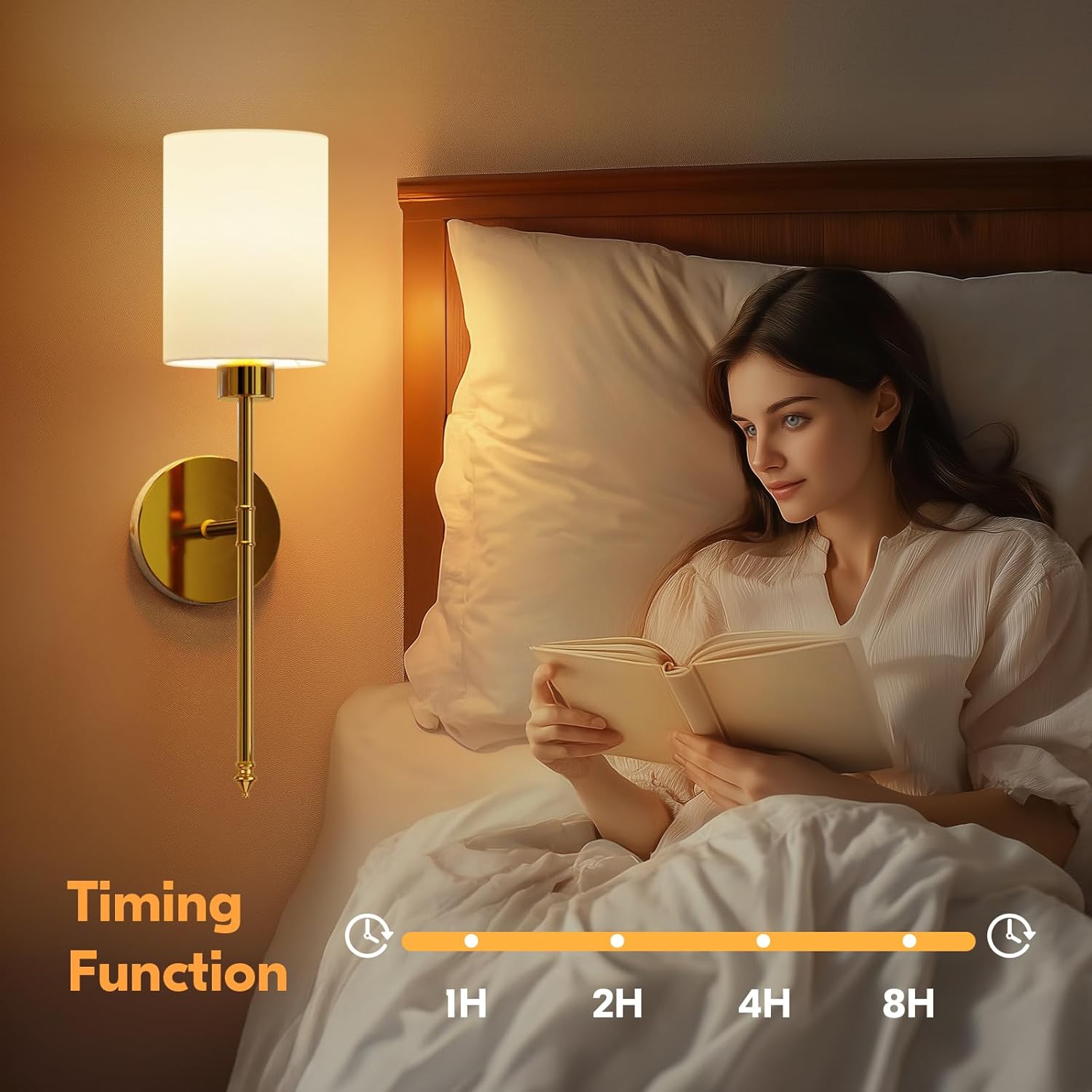 NIORSUN Battery Operated Wall Sconce Set of 2, Gold Wireless Rechargeable Wall Lights with 5200mAh Dimmable Detachable Bulbs and Remote, 9 Colors Sconces Wall Decor for Bedroom Living Room Hallway - Grand Goldman