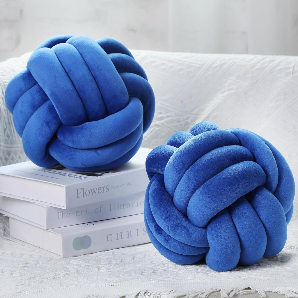 Namalu 2 Pieces Knot Ball Pillows Round Plush Aesthetic Cushion Pillows Soft Stress Relieving Cute Decorative Knotted Pillows for Kids Bed Sofa Bedroom Decor (Light Pink, 7.87 Inches) - Grand Goldman
