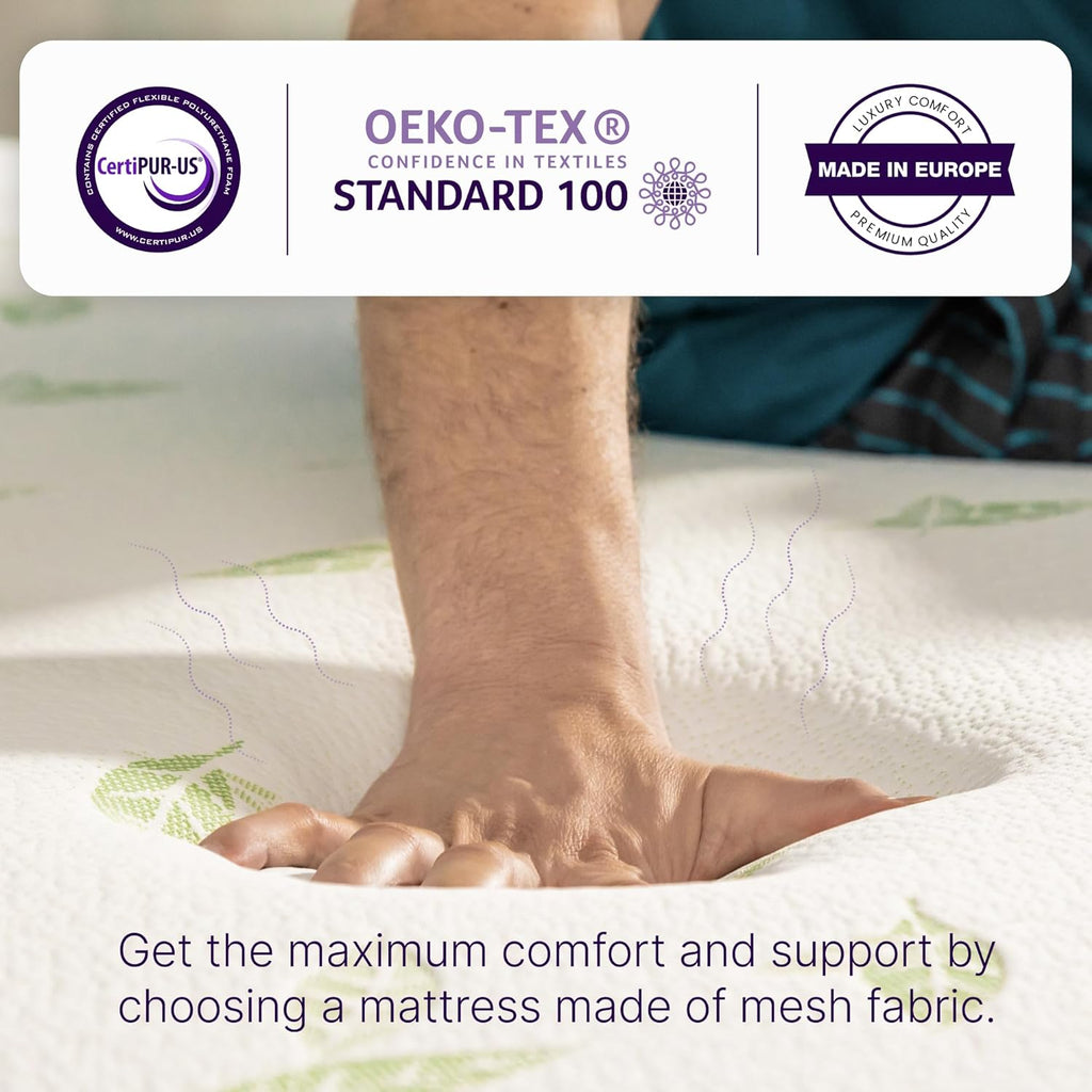 NapQueen Twin Size Mattress, 6 Inch Anula Green Tea Infused Memory Foam Mattress, Twin Size Mattress Bed in a Box, CertiPUR-US Certified Mattress - Grand Goldman